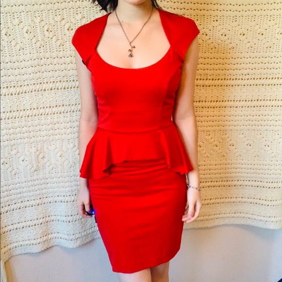 Red Peplum Dress by Bebe ❣️ - Picture 2 of 7